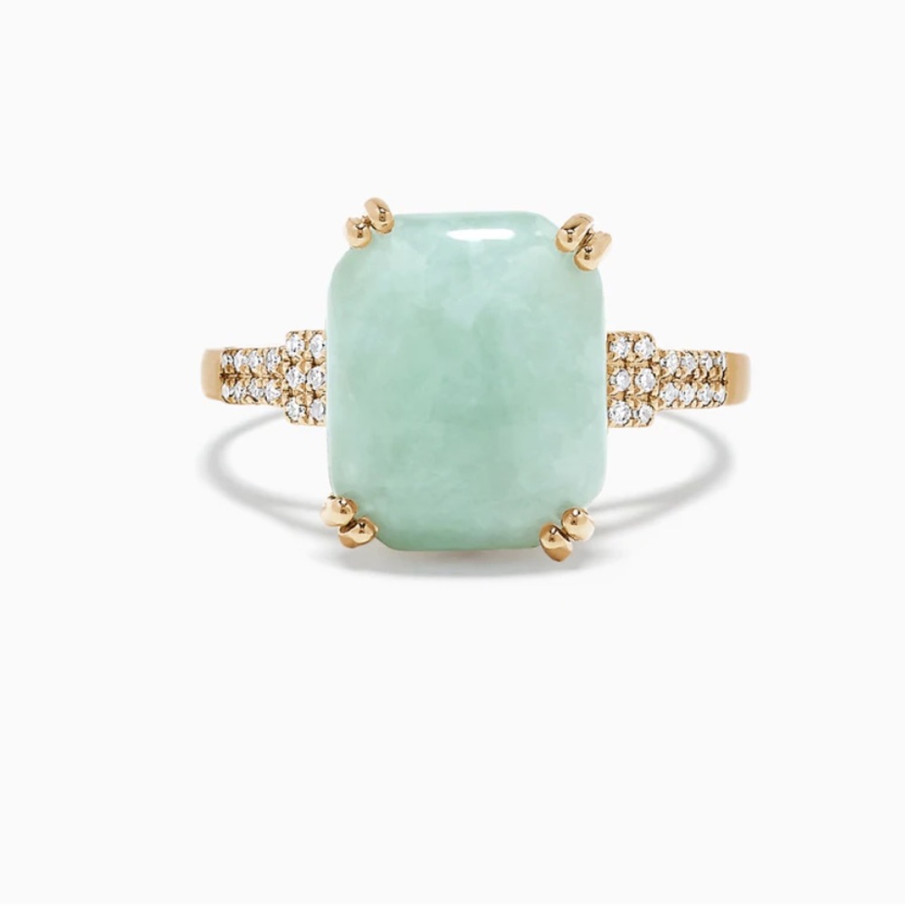 EFFY 14K Yellow Gold Jade and Diamond Ring, 6.81 TCW